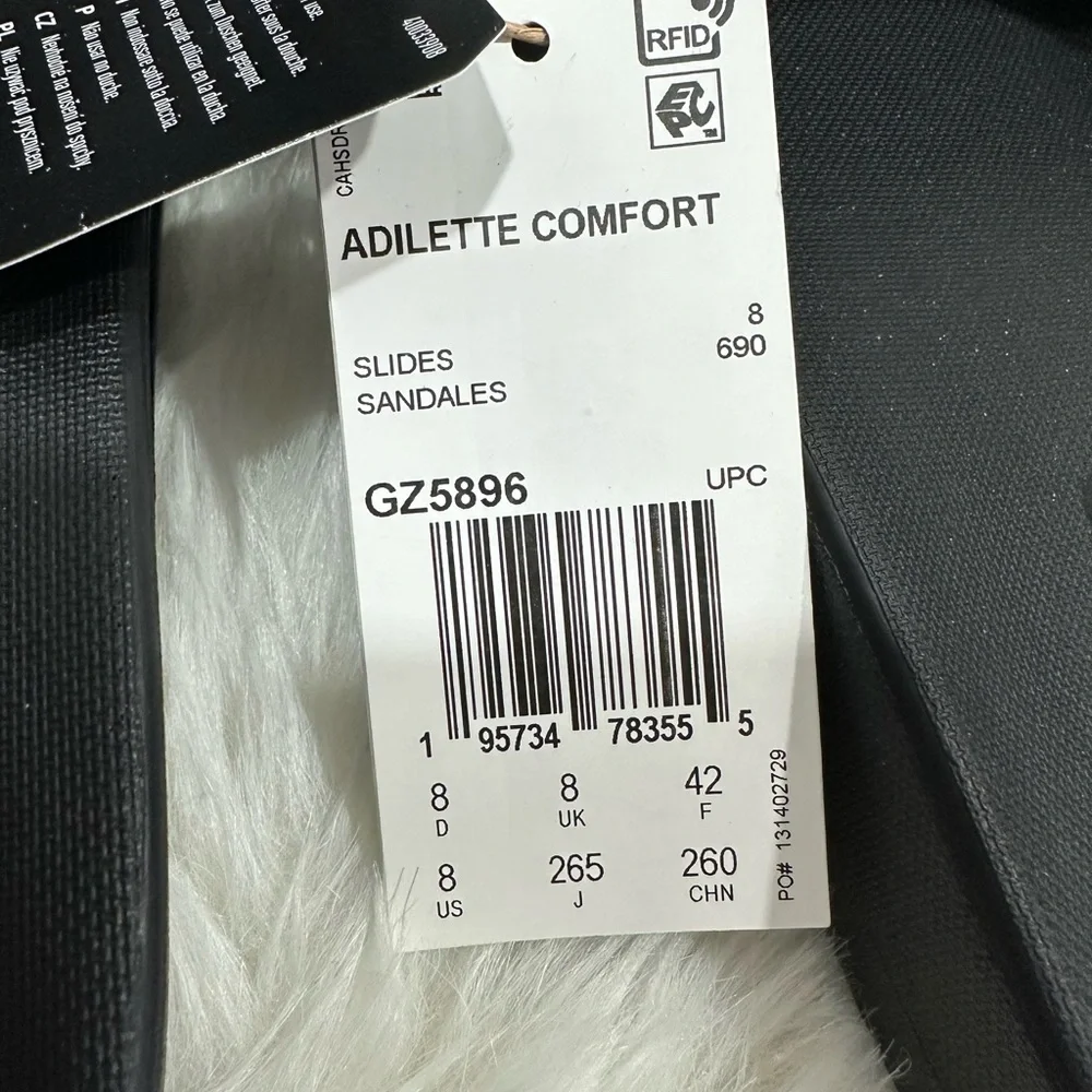 Adidas Adilette Comfort Black Slides - size 8 - Picture 2 of 7